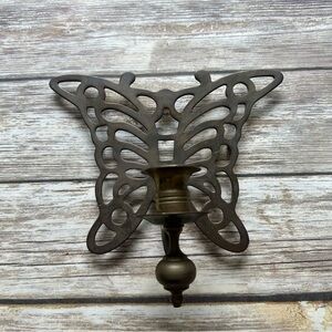 Vintage Brass Butterfly Wall Candle Holder